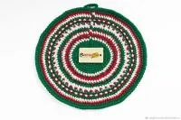 Коврик для бани Банибо №1 ручной работы, акрил, зеленай/красный/белый, Банный Перец коврик для бани банибо №1 ручной работы, акрил, зеленай/красный/белый, банный перец