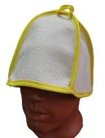 Шапка для бани и сауны "Нежность", хлопок, (желтый кант), Бацькина баня шапка для бани и сауны "нежность", хлопок, (желтый кант), бацькина баня