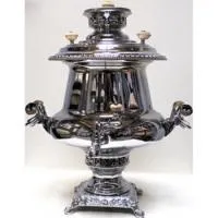 самовар угольный жаровый, 5 л, латунный никелированный, персидский 2014/1