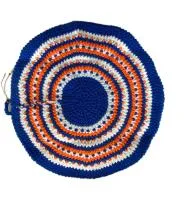 Коврик для бани Банибо №4 ручной работы, акрил, синий/оранжевый/белый, Банный Перец коврик для бани банибо №4 ручной работы, акрил, синий/оранжевый/белый, банный перец