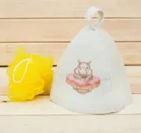 Набор банный детский Моему бегемотику, шапка, мочалка, Банная забава набор банный детский моему бегемотику, шапка, мочалка, банная забава