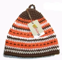 Шапка для бани Банибо №30 ручной работы, акрил, капучино/оранжевый/белый, Банный Перец шапка для бани банибо №30 ручной работы, акрил, капучино/оранжевый/белый, банный перец