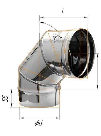 Колено Феррум угол 90° нержавеющее (430/0,5мм) ф115 колено феррум угол 90° нержавеющее (430/0,5мм) ф115