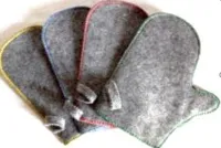 Рукавица для сауны в ассортименте, с цветным кантом, серая, Жар-Банька рукавица для сауны в ассортименте, с цветным кантом, серая, жар-банька