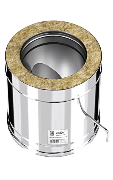 заслонка craft утепленная (шибер поворотный) нерж (316/0,8/304/0,5) ф115/200 cerablanket черный 